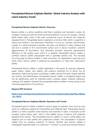 Precipitated Barium Sulphate Market- Global Industry Analysis