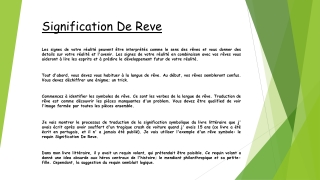 Signification De Reve