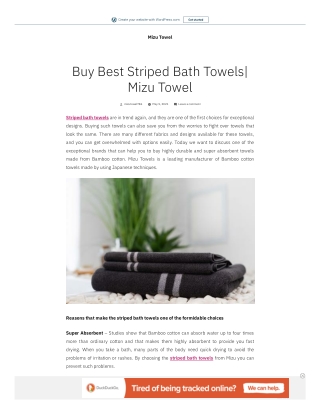 Buy Best Striped Bath Towels| Mizu Towel