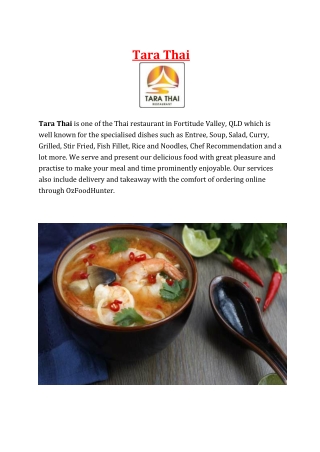 5% off - Tara Thai Restaurant Fortitude Valley Menu, QLD