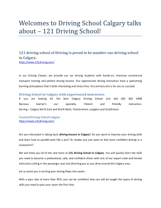 Welcomes to Driving School Calgary