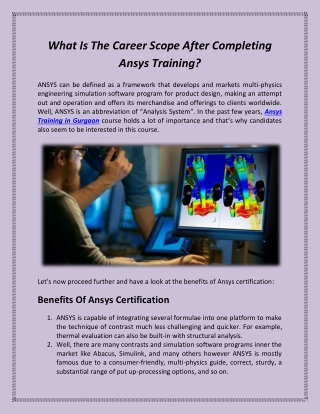 What Is The Career Scope After Completing Ansys Training