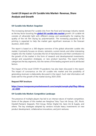 Covid-19 Impact on UV Curable Inks Market- Revenue, Share Analysis and Growth