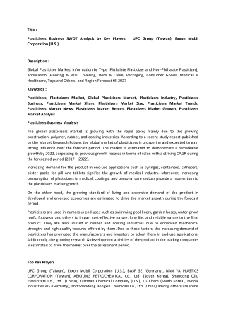 Plasticizers Market Analysis.docx
