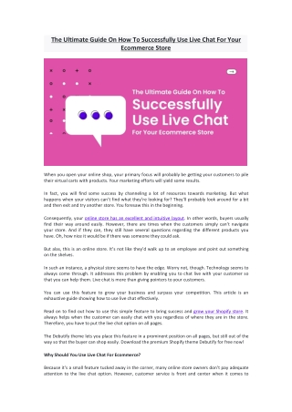 The Ultimate Guide On How To Successfully Use Live Chat For Your Ecommerce Store