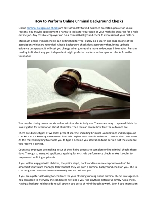 How to Perform Online Criminal Background Checks