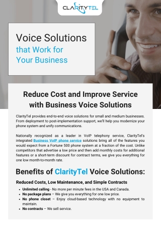 Benefits of ClarityTel Voice Solutions