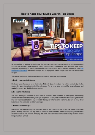 Tips to Keep Your Studio Gear in Top Shape - kz