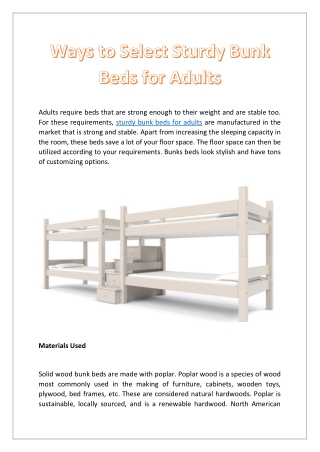 Ways to Select Sturdy Bunk Beds for Adults