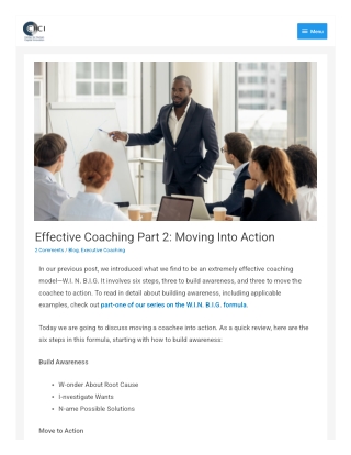 Effective Coaching Part 2 Moving Into Action