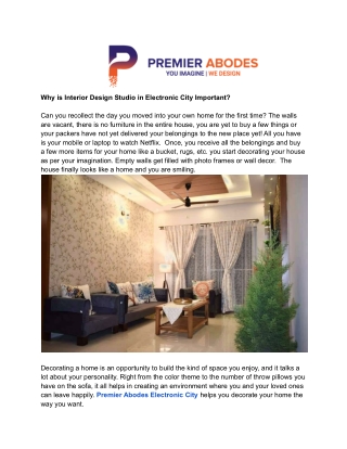 Why is Home Decor in Electronic City Important?