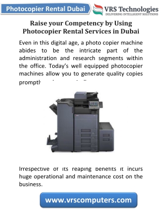 Raise your Competency by Using Photocopier Rental Services in Dubai