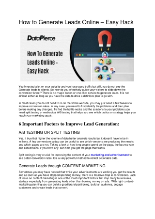 How to Generate Leads Online