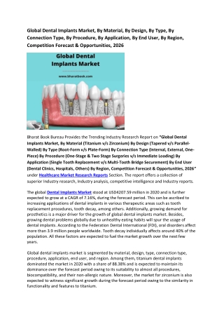 Global Dental Implants Market Research Report 2021-2026