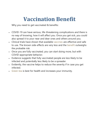 Vaccination Benefit