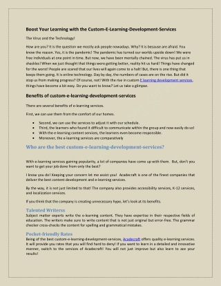 Boost Your Learning with the Custom-E-Learning-Development-Services