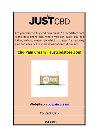 Cbd Pain Cream  Justcbdstore.com 0