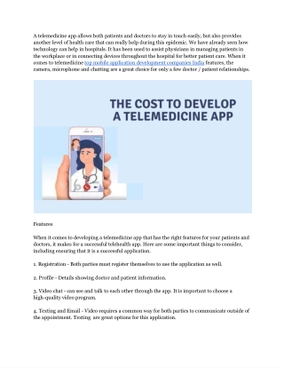 The cost to develop a telemedicine app -