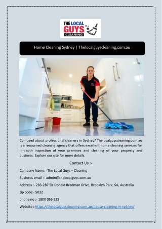 Home Cleaning Sydney | Thelocalguyscleaning.com.au