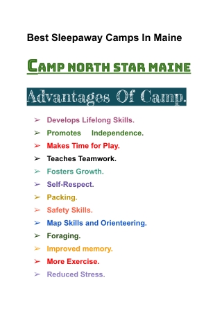 Article 3 MAY - Best Sleepaway Camps in Maine