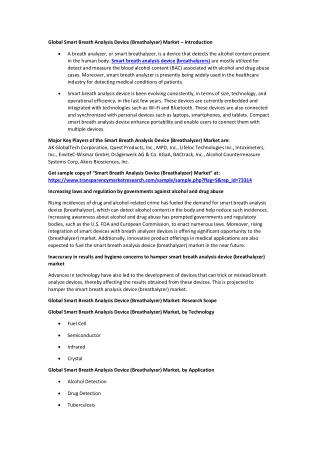Smart Breath Analysis Device (Breathalyzer) Market