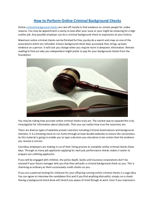 How to Perform Online Criminal Background Checks
