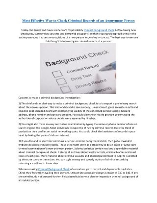 Most Effective Way to Check Criminal Records of an Anonymous Person