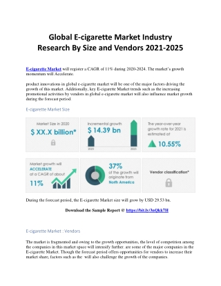 Global E-cigarette Market Industry Research By Size and Vendors 2021-2025