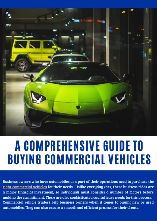 Comprehensive Guide To Buying Commercial Vehicles