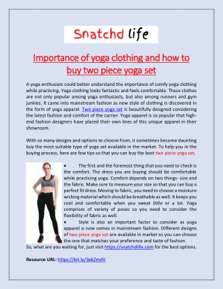 Importance of yoga clothing and how to buy two piece yoga set