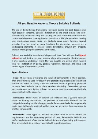 All you Need to Know to Choose Suitable Bollards