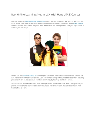 Best Online Learning Sites In USA With Many USA E Courses