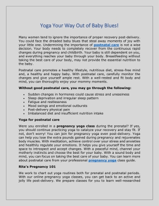 Yoga Your Way Out of Baby Blues!