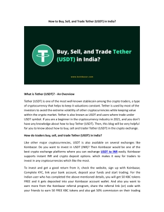 How to Buy, Sell and Trade Tether (USDT) in India?