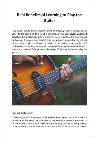 Real Benefits of Learning to Play the Guitar