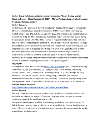 Smart Display Market Size, Latest Innovations and Industry Outlook 2027