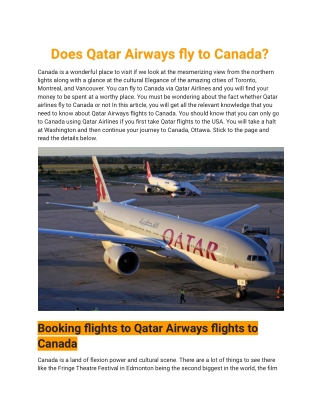Does Qatar Airways fly to Canada?