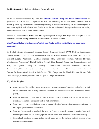 Global Ambient Assisted Living and Smart Home Market Research Report