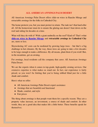 ALL AMERICAN AWNINGS PALM DESERT