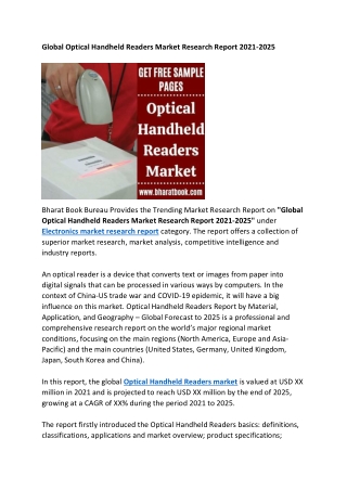 Global Optical Handheld Readers Market Research Report 2021-2025