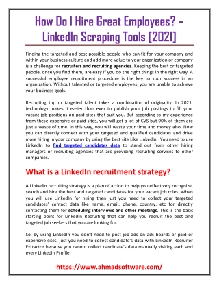 How do I hire great employees, LinkedIn Scraping Tools 2021