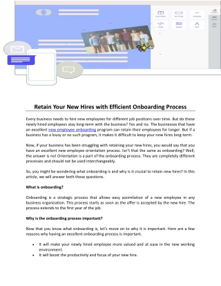 Retain Your New Hires with Efficient Onboarding
