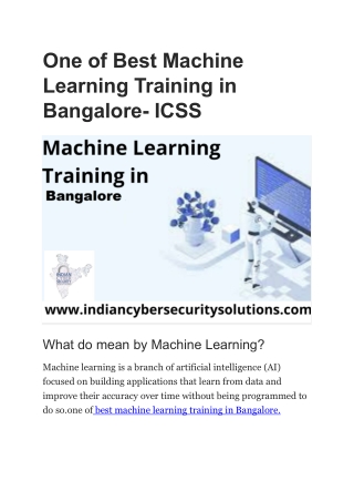 One of Best Machine Learning Training in Bangalore