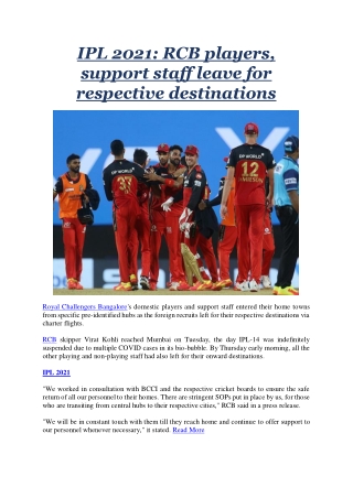 IPL 2021 RCB players, support staff leave for respective destinations