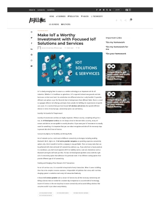 Make IoT a Worthy Investment with Focused IoT Solutions and Services