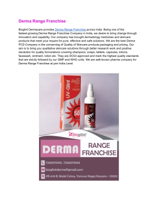 Derma Range Franchise