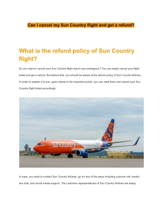 Can I cancel my Sun Country flight and get a refund?