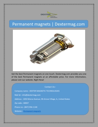 Permanent magnets | Dextermag.com