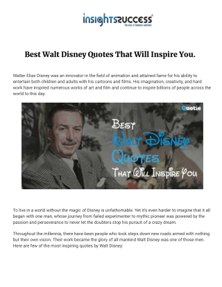 Best Walt Disney Quotes That Will Inspire You.