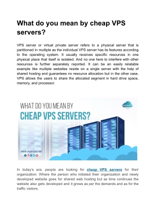 What do you mean by cheap VPS servers